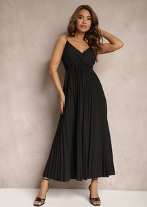 Czarna sukienka Renee maxi na ramiączkach z dekoltem w kształcie litery v