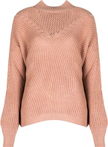 Różowy sweter ubierzsie.com z wełny