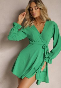 Zielona sukienka Renee w stylu casual z długim rękawem mini