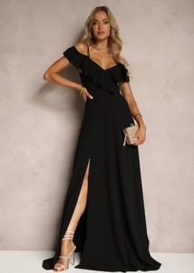 Czarna sukienka Renee maxi z dekoltem w kształcie litery v