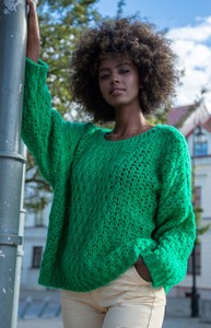 Zielony sweter Fobya w stylu casual z bawełny