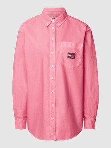 Różowa koszula Tommy Jeans z kołnierzykiem z bawełny