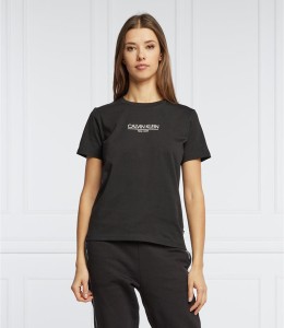 Czarny t-shirt Calvin Klein w młodzieżowym stylu