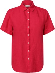 Czerwona koszula Marc O'Polo z krótkim rękawem z lnu w stylu casual