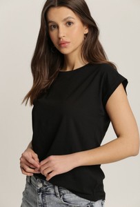 Czarna bluzka Renee z okrągłym dekoltem z krótkim rękawem