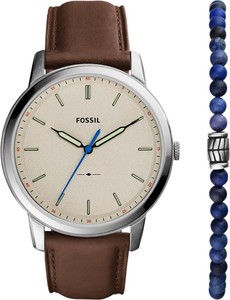 Zegarek FOSSIL - The Minimalist 3h Gift Set FS5966SET Brown/Silver