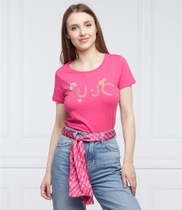 Różowy t-shirt Liu-Jo w młodzieżowym stylu