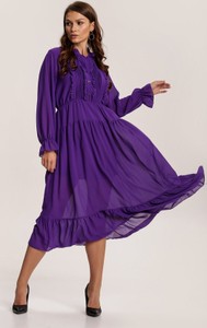 Fioletowa sukienka Renee z długim rękawem midi