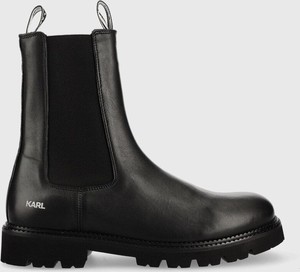 Czarne buty zimowe Karl Lagerfeld ze skóry