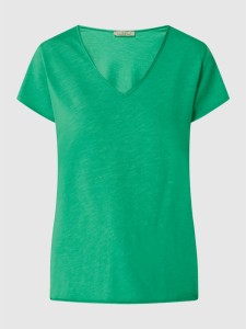 Zielony t-shirt Smith And Soul z dekoltem w kształcie litery v z bawełny w stylu casual