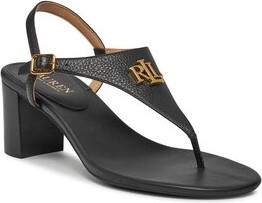 Czarne sandały Ralph Lauren z klamrami na obcasie