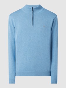 Niebieski sweter Fynch Hatton z bawełny w stylu casual ze stójką