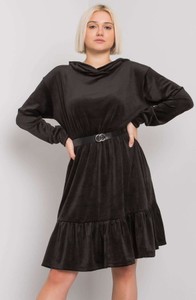 Czarna sukienka Fancy z bawełny mini z długim rękawem