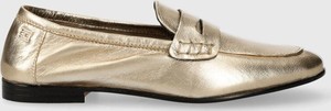 Złote buty Tommy Hilfiger z płaską podeszwą
