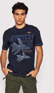 T-shirt Aeronautica Militare w młodzieżowym stylu z nadrukiem