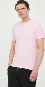 Różowy t-shirt Karl Lagerfeld z krótkim rękawem z dzianiny