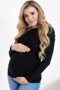 FORMOMMY Bawełniana bluzka z długim rękawem dla kobiet w ciąży - czarna