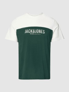 Zielony t-shirt Jack & Jones w młodzieżowym stylu z nadrukiem z bawełny