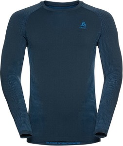 Niebieska koszulka ODLO z nadrukiem w sportowym stylu