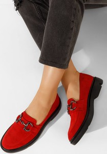Czerwone półbuty Zapatos ze skóry w stylu casual