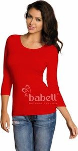 Czerwona bluzka Babell z długim rękawem w stylu casual