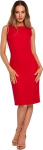 Czerwona sukienka MOE midi w stylu klasycznym ołówkowa