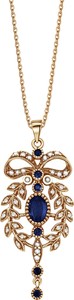 Wiktoriańska - Biżuteria Yes Zawieszka złota z szafirami, diamentami i perłami - Kolekcja Wiktoriańska