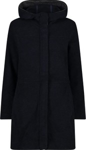 Czarny płaszcz CMP z wełny z kapturem