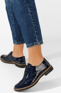 Granatowe półbuty Zapatos w stylu casual sznurowane
