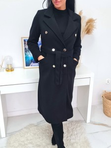 Czarny płaszcz Moda Italia bez kaptura