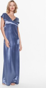 Granatowa sukienka Calvin Klein maxi z dekoltem w kształcie litery v
