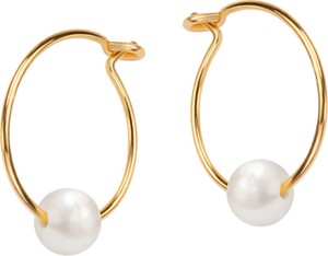 Pearls - Biżuteria Yes Kolczyki srebrne pozłacane z perłami - koła - Pearls