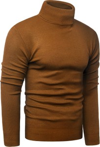 Brązowy sweter Risardi w stylu casual z golfem