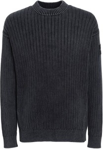Czarny sweter Calvin Klein w stylu casual z okrągłym dekoltem