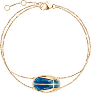 Skarabeusz - Biżuteria Yes Bransoletka złota z niebieskim agatem - Skarabeusz