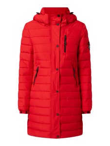 Czerwony płaszcz Superdry w stylu casual z kapturem