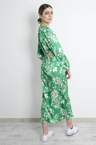 Zielona sukienka Olika z długim rękawem maxi w stylu boho
