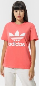 Pomarańczowy t-shirt Adidas w sportowym stylu z krótkim rękawem