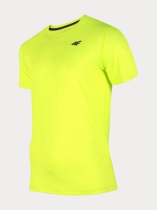 Żółty t-shirt 4F w sportowym stylu z krótkim rękawem