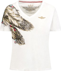 T-shirt Aeronautica Militare z okrągłym dekoltem z nadrukiem