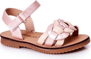 Różowe buty dziecięce letnie Fr1 na rzepy dla dziewczynek ze skóry
