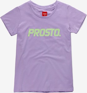 Fioletowy t-shirt Klasyk z okrągłym dekoltem z krótkim rękawem w młodzieżowym stylu
