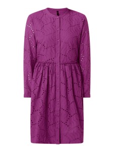 Fioletowa sukienka YAS z bawełny koszulowa z długim rękawem