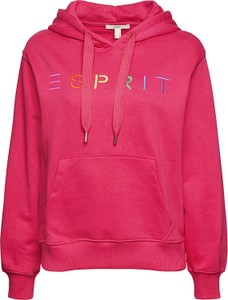 Różowa bluza Esprit krótka w stylu casual z kapturem