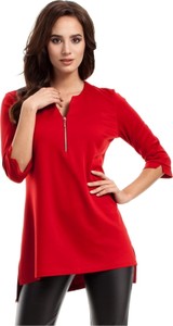 Czerwona bluzka MOE z bawełny z długim rękawem