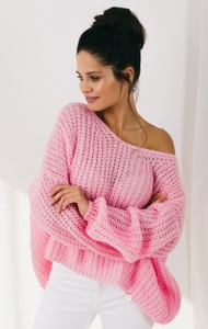Różowy sweter Lemoniade z moheru w stylu casual