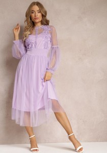 Fioletowa sukienka Renee z tiulu rozkloszowana