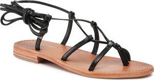 Czarne sandały Les Tropeziennes ze skóry z klamrami w stylu casual
