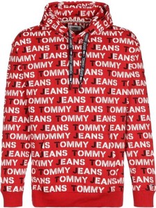 Czerwona bluza Tommy Hilfiger z bawełny w młodzieżowym stylu