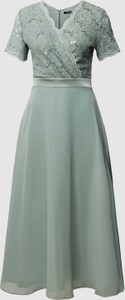Zielona sukienka Swing z krótkim rękawem z szyfonu maxi